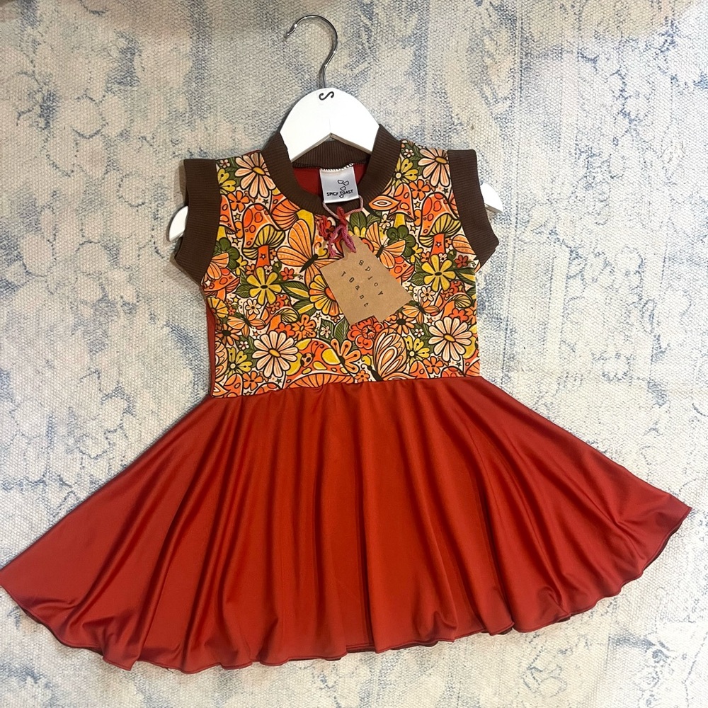 Spicy Toast Retro Butterfly Girls Stretch Dress NWT Size 2/3.